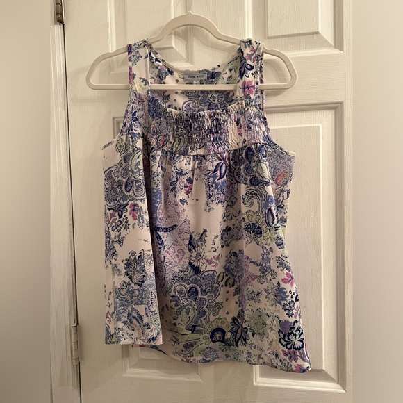 Size small purple blue green paisley print patterned sleeveless blouse tank - Picture 2 of 5